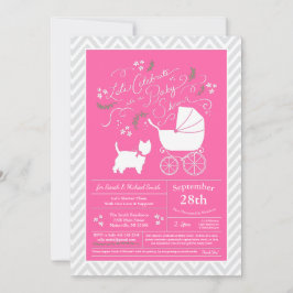 Invitación Chica rosa de Baby Shower de Perro Terrier de West