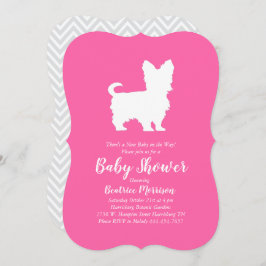Invitación Chica rosa de Baby Shower de Yorkshire Terrier Dog