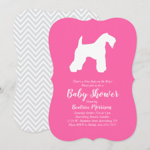 Invitación Chica rosa de Baby Shower Kerry Blue Terrier