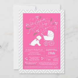 Invitación Chica rosa de Baby Shower para perro Shar-Pei