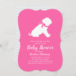 Invitación Chica rosa de Baby Shower para perro Shar-Pei