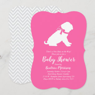 Invitación Chica rosa de Baby Shower para perro Shar-Pei