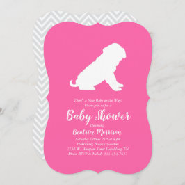 Invitación Chica rosa de Baby Shower para perro Shar-Pei