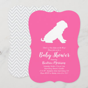 Invitación Chica rosa de Baby Shower para perro Shar-Pei