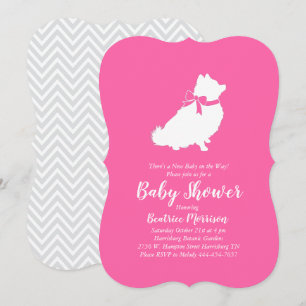 Invitación Chica rosa de Baby Shower Perro Pomerania