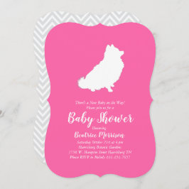 Invitación Chica rosa de Baby Shower Perro Pomerania