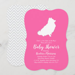 Invitación Chica rosa de Baby Shower Perro Pomerania