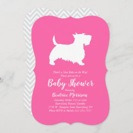 Invitación Chica rosa de Baby Shower Terrier Dog de Escocia