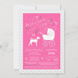 Invitación Chica rosa de Baby Shower Terrier Perro Irlandés