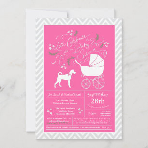 Invitación Chica rosa de Baby Shower Terrier Perro Irlandés