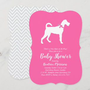 Invitación Chica rosa de Baby Shower Terrier Perro Irlandés