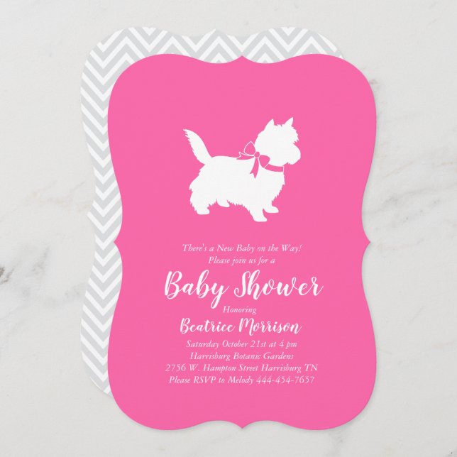 Invitación Chica rosa de Cairn Terrier Dog Baby Shower (Anverso / Reverso)