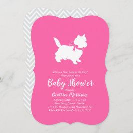 Invitación Chica rosa de Cairn Terrier Dog Baby Shower