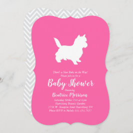 Invitación Chica rosa de Cairn Terrier Dog Baby Shower
