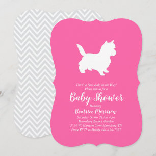 Invitación Chica rosa de Cairn Terrier Dog Baby Shower