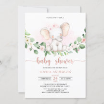 Chica rosa de color agua Elefante bebé Baby Shower