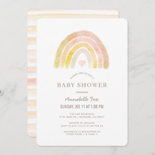 Invitación Chica rosa de color arcoiris apagado Baby Shower