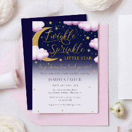 Invitación Chica Rosa de Estrella Pequeña Twinkle