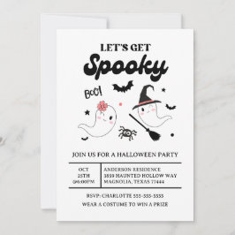 Invitación Chica rosa de Halloween, un fantasma adorable