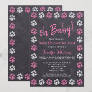 Invitación Chica rosa de impresión de tablero de papel Baby S