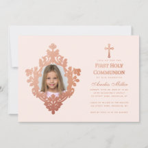 Chica rosa de la primera comuna foto Rosa oro de c