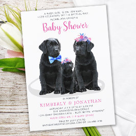 Invitación Chica rosa de las parejas de cachorros Baby Shower