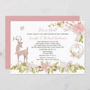 Invitación Chica Rosa De Los Bosques: Baby Shower Por Correo