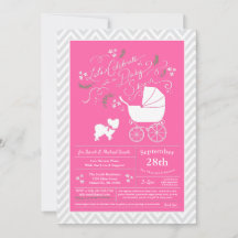 Chica rosa de Papillon Dog Baby Shower