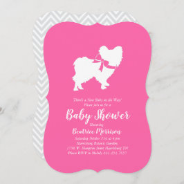 Invitación Chica rosa de Papillon Dog Baby Shower