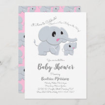 Chica rosa del Baby Shower del elefante