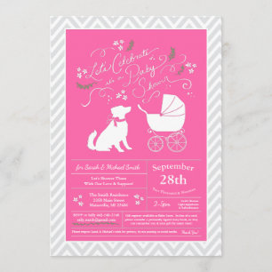 Invitación Chica rosa del perro pastor australiano Baby Showe