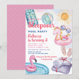 Invitación Chica rosa Fiesta de la piscina de madera Tween Cu
