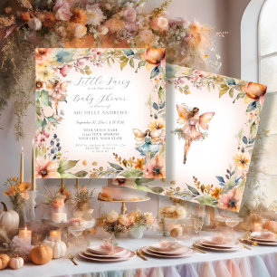 Invitación Chica rosa floral de otoño encantado Baby Shower