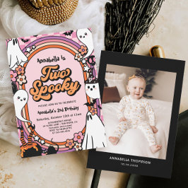 Invitación Chica Rosa Halloween Foto Fiesta de cumpleaños núm