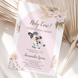 Invitación Chica Rosa Holy Cow Baby Shower