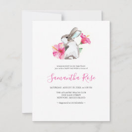 Invitación Chica rosa lindo conejito Baby Shower