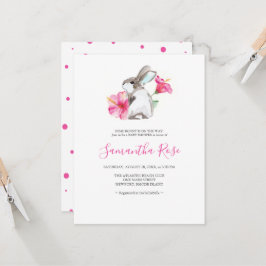 Invitación Chica rosa lindo conejito Baby Shower