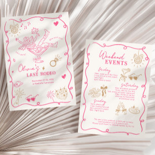 Invitación Chica Rosa Martini Última Bachelorette de Rodeo