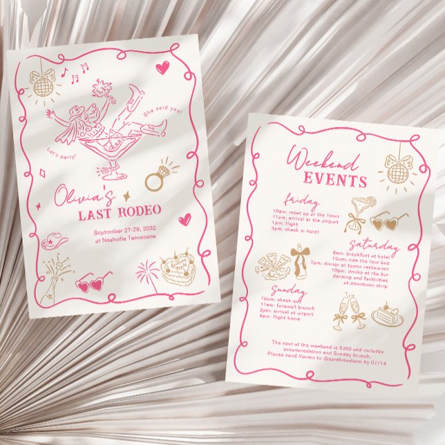 Invitación Chica Rosa Martini Última Bachelorette de Rodeo (Subido por el creador)