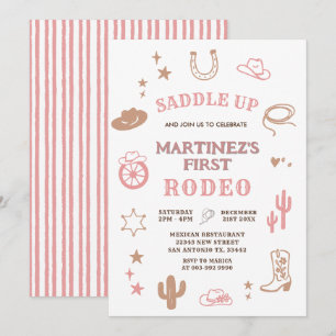 Invitación Chica Rosa Mi Primera Noche De Rodeo