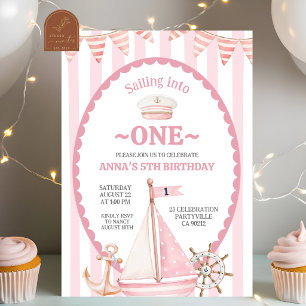 Invitación Chica rosa navega hacia el cumpleaños de un marine