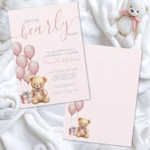 Invitación Chica Rosa No Podemos Esperar con Ansias Fiesta de
