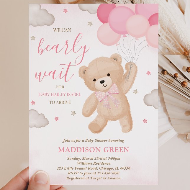 Invitación Chica Rosa No Podemos Esperar la Fiesta de Bebé (Subido por el creador)