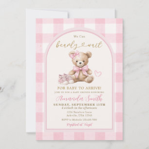 Invitación Chica Rosa No Podemos Esperar Oso Bebé Baby Shower