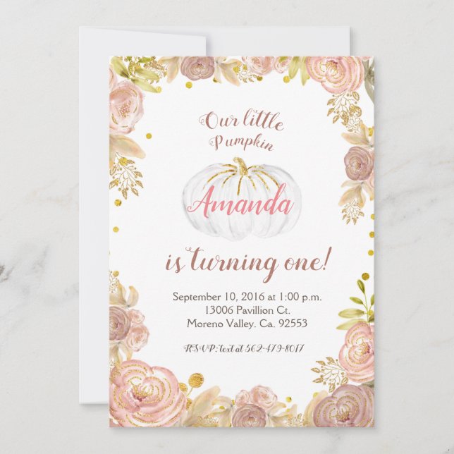 Invitación Chica Rosa Nuestra Calabaza está invitando (Anverso)