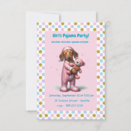 Invitación Chica rosa Pajama Fiesta