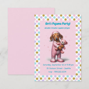 Invitación Chica rosa Pajama Fiesta