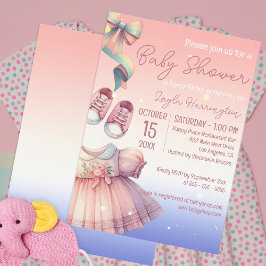 Invitación Chica rosa pastel clásico Baby Shower
