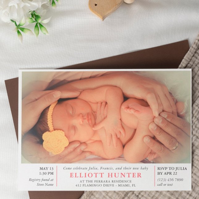 Invitación Chica Rosa Post Nacimiento Baby Shower Photo Sip & (Subido por el creador)