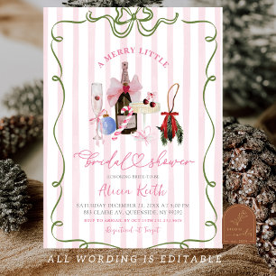 Invitación Chica Rosa Rayas Divertidas Despedida de Soltera d